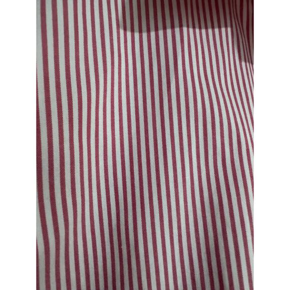 Land's End | No Iron Pintuck Oxford Red White Striped Dress Shirt | Size 14 - Picture 4 of 8